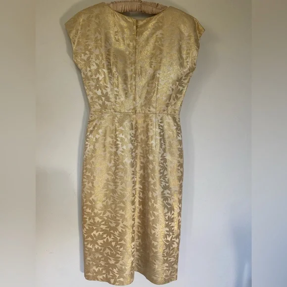 Vintage 50s Gold Lamé Cocktail Dress - Label is size 10 - Picture 10 of 11